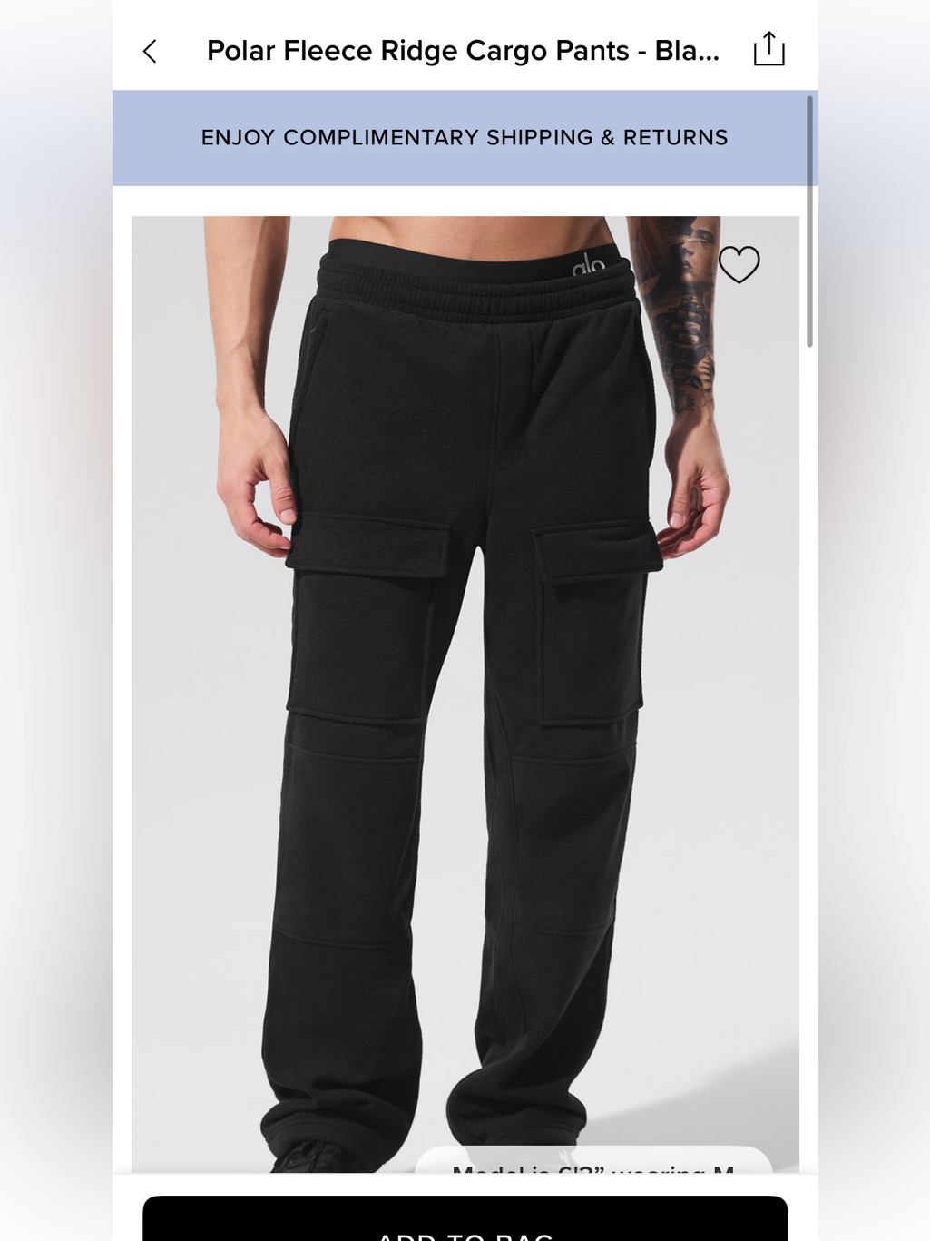 Alo Yoga Black Men’s Cargo Joggers With Flap Pockets